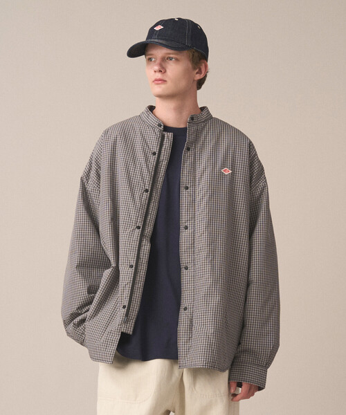 Men's Insulation Stand Collar Shirt Jacket Plaid（ブルゾン