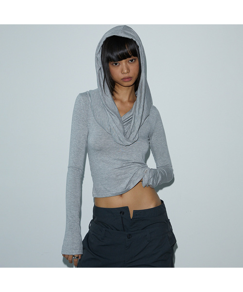Drape Hood T-shirt (GRAY)