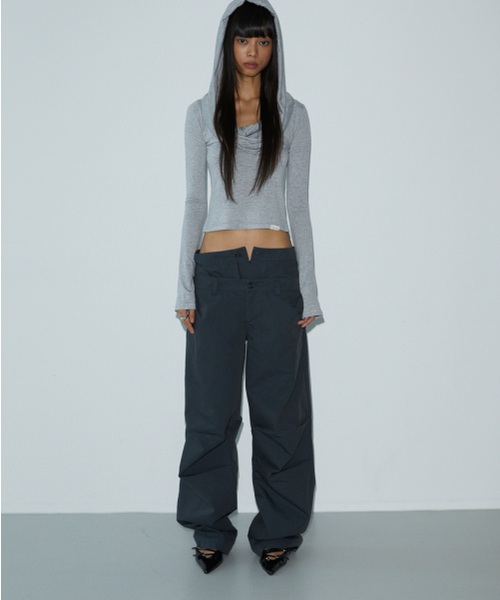 VOONT(ブント)の「Drape Hood T-shirt (GRAY)(パーカー・レディース・グレー・OS)」の5枚目の写真
