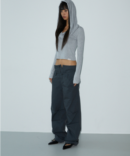 VOONT(ブント)の「Drape Hood T-shirt (GRAY)(パーカー・レディース・グレー・OS)」の6枚目の写真