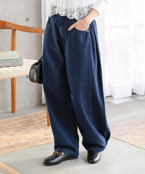 Petitle（プチレ）の「[ 低身長向けサイズ ] 裾2wayサイドタックデニムパンツ（デニムパンツ・レディース・ライトブルー/インディゴブルー・PS/PM/M-Short）」の7枚目の写真