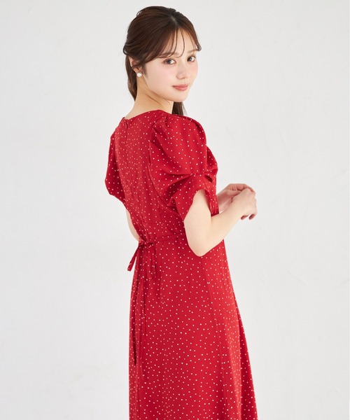 tocco closet（トッコ　クローゼット）の「ハート飾り釦ランダムプチハートプリントワンピース（ワンピース・レディース・レッド/アイボリー・M）」の18枚目の写真