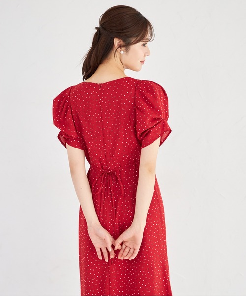 tocco closet（トッコ　クローゼット）の「ハート飾り釦ランダムプチハートプリントワンピース（ワンピース・レディース・レッド/アイボリー・M）」の19枚目の写真
