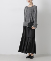 NANO universe（ナノユニバース）の「ティアード切り替えサテンギャザースカート（スカート）」