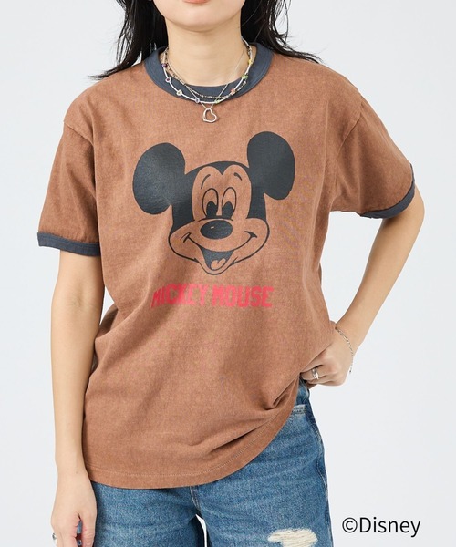 Johnbull（ジョンブル）の「【JOHNBULL/ジョンブル】MICKEY MOUSE RINGER T/ミッキーTシャツ【WEB限定】（Tシャツ/カットソー・レディース・ホワイト/ブルー/ブラウン・フリー）」の3枚目の写真