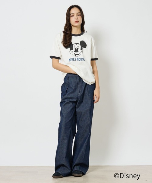 Johnbull（ジョンブル）の「【JOHNBULL/ジョンブル】MICKEY MOUSE RINGER T/ミッキーTシャツ【WEB限定】（Tシャツ/カットソー・レディース・ホワイト/ブルー/ブラウン・フリー）」の6枚目の写真
