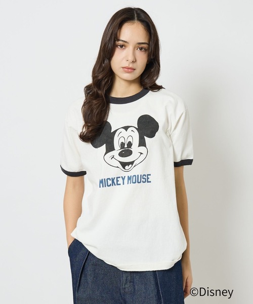 Johnbull（ジョンブル）の「【JOHNBULL/ジョンブル】MICKEY MOUSE RINGER T/ミッキーTシャツ【WEB限定】（Tシャツ/カットソー・レディース・ホワイト/ブルー/ブラウン・フリー）」の8枚目の写真