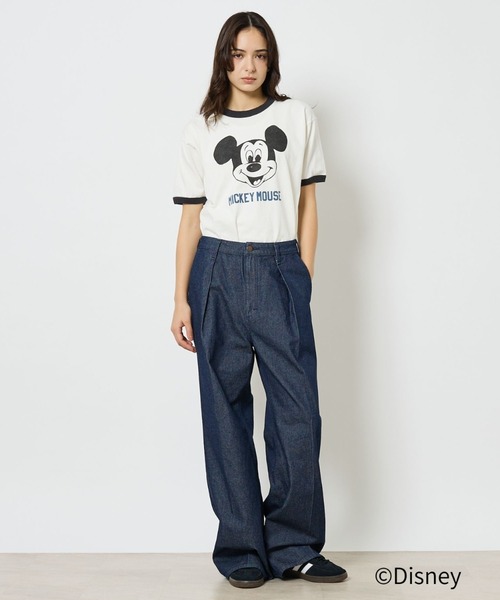 Johnbull（ジョンブル）の「【JOHNBULL/ジョンブル】MICKEY MOUSE RINGER T/ミッキーTシャツ【WEB限定】（Tシャツ/カットソー・レディース・ホワイト/ブルー/ブラウン・フリー）」の5枚目の写真