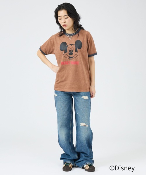 Johnbull（ジョンブル）の「【JOHNBULL/ジョンブル】MICKEY MOUSE RINGER T/ミッキーTシャツ【WEB限定】（Tシャツ/カットソー・レディース・ホワイト/ブルー/ブラウン・フリー）」の19枚目の写真