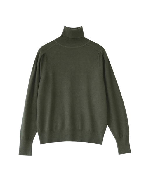 VASCARA(バスカラ)の「Puff Sleeve Turtleneck Knitwear (4colors)(ニット/セーター・レディース・ブラック/ライトベージュ/カーキ/ブラウン・FREE)」の7枚目の写真