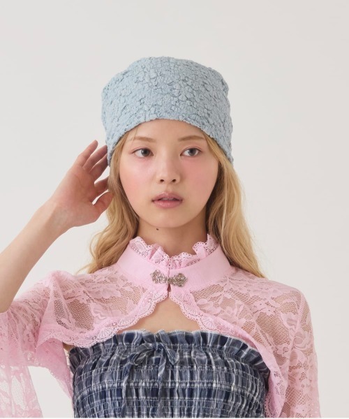 kaorinomori(カオリノモリ)の「kaorinomori パフィビーニー / カオリノモリ(ニットキャップ/ビーニー・レディース・クリーム/スカイブルー/ブラック・FREE)」の1枚目の写真