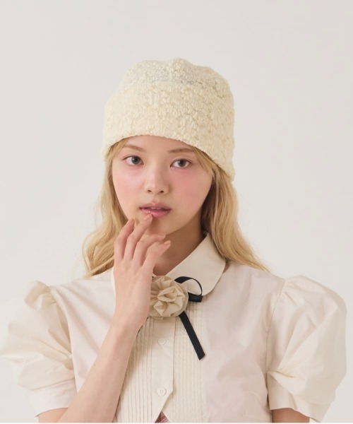 kaorinomori(カオリノモリ)の「kaorinomori パフィビーニー / カオリノモリ(ニットキャップ/ビーニー・レディース・クリーム/スカイブルー/ブラック・FREE)」の12枚目の写真