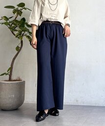 【WEB限定】【マイナス3キロ見え!】楊柳ストライプベルト付きパンツ