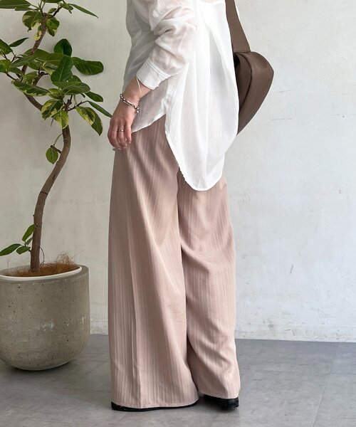 un dix cors（アンディコール）の「【WEB限定】楊柳ストライプベルト付きパンツ（その他パンツ・レディース・グリーン/ベージュ/ブラック/ネイビー・FREE）」の12枚目の写真