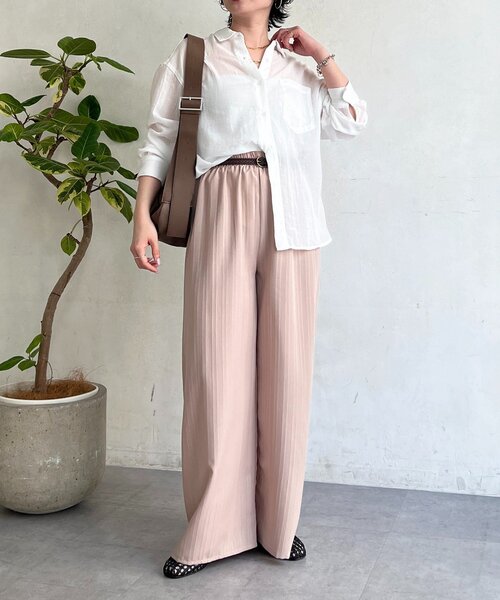 un dix cors（アンディコール）の「【WEB限定】楊柳ストライプベルト付きパンツ（その他パンツ・レディース・グリーン/ベージュ/ブラック/ネイビー・FREE）」の13枚目の写真