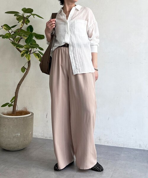 un dix cors（アンディコール）の「【WEB限定】楊柳ストライプベルト付きパンツ（その他パンツ・レディース・グリーン/ベージュ/ブラック/ネイビー・FREE）」の15枚目の写真