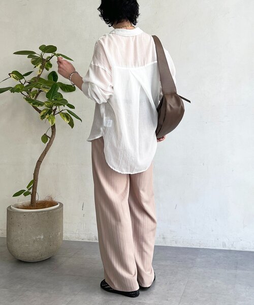 un dix cors（アンディコール）の「【WEB限定】楊柳ストライプベルト付きパンツ（その他パンツ・レディース・グリーン/ベージュ/ブラック/ネイビー・FREE）」の16枚目の写真