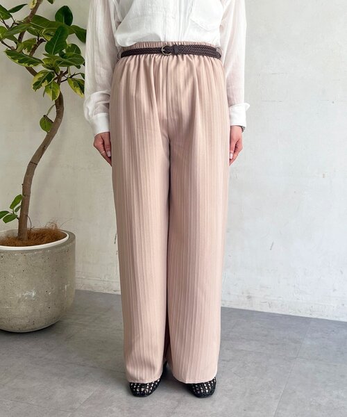 un dix cors（アンディコール）の「【WEB限定】楊柳ストライプベルト付きパンツ（その他パンツ・レディース・グリーン/ベージュ/ブラック/ネイビー・FREE）」の17枚目の写真