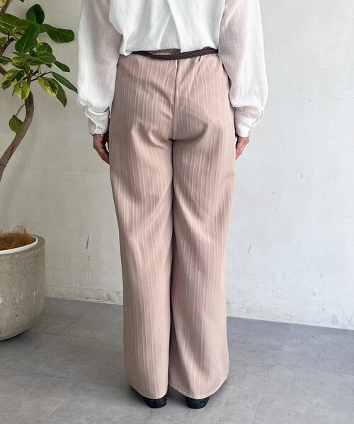 un dix cors（アンディコール）の「【WEB限定】楊柳ストライプベルト付きパンツ（その他パンツ・レディース・グリーン/ベージュ/ブラック/ネイビー・FREE）」の19枚目の写真