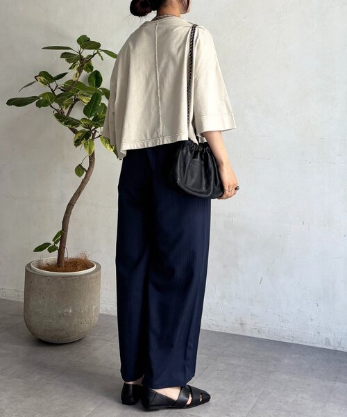 un dix cors（アンディコール）の「【WEB限定】楊柳ストライプベルト付きパンツ（その他パンツ・レディース・グリーン/ベージュ/ブラック/ネイビー・FREE）」の5枚目の写真