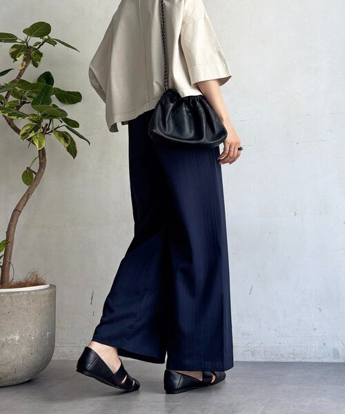 un dix cors（アンディコール）の「【WEB限定】楊柳ストライプベルト付きパンツ（その他パンツ・レディース・グリーン/ベージュ/ブラック/ネイビー・FREE）」の8枚目の写真