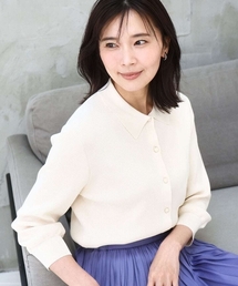 MK MICHEL KLEIN | 衿付きニットプルオーバー/洗える(ニット/セーター)