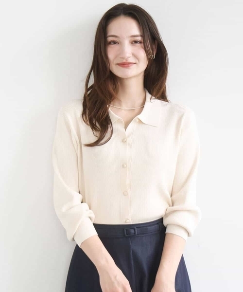 MK MICHEL KLEIN（エムケーミッシェルクラン）の「[洗える]衿付きニットプルオーバー（ニット/セーター・レディース・ライトブルー/ネイビー/ベージュ・38）」の10枚目の写真