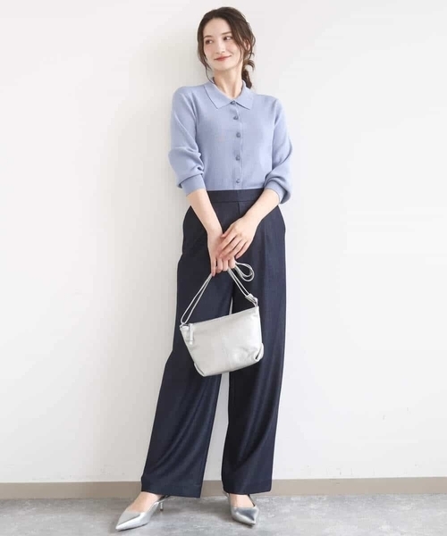 MK MICHEL KLEIN（エムケーミッシェルクラン）の「衿付きニットプルオーバー/洗える（ニット/セーター・レディース・ライトブルー/ネイビー/ベージュ・38）」の22枚目の写真