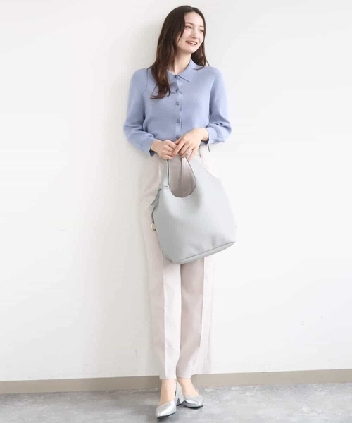 MK MICHEL KLEIN（エムケーミッシェルクラン）の「衿付きニットプルオーバー/洗える（ニット/セーター・レディース・ライトブルー/ネイビー/ベージュ・38）」の20枚目の写真