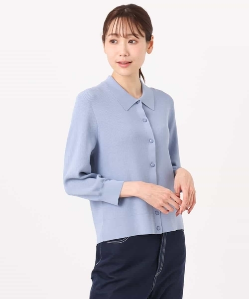 MK MICHEL KLEIN（エムケーミッシェルクラン）の「衿付きニットプルオーバー/洗える（ニット/セーター・レディース・ライトブルー/ネイビー/ベージュ・38）」の14枚目の写真