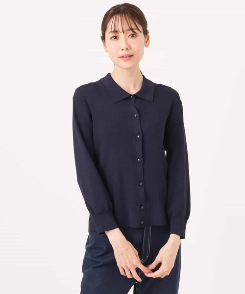 MK MICHEL KLEIN（エムケーミッシェルクラン）の「衿付きニットプルオーバー/洗える（ニット/セーター・レディース・ライトブルー/ネイビー/ベージュ・38）」の5枚目の写真