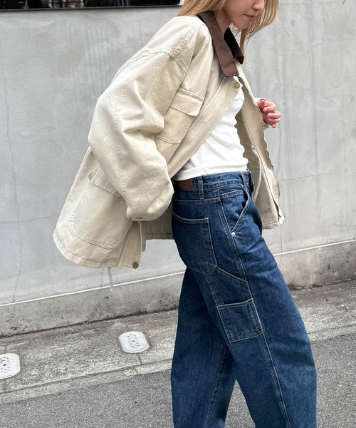 CANAL JEAN（キャナルジーン）の「El mar　襟配色カバーオール（カバーオール・レディース・ベージュ・ONE SIZE）」の2枚目の写真