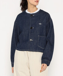 DANTON | Women's Denim Collarless Short Jacket(ノーカラージャケット)