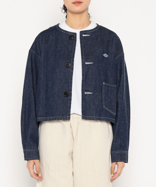 DANTON（ダントン）の「Women's Denim Collarless Short Jacket（ノーカラージャケット・レディース・ダークインディゴブルー・38/34/36）」の3枚目の写真
