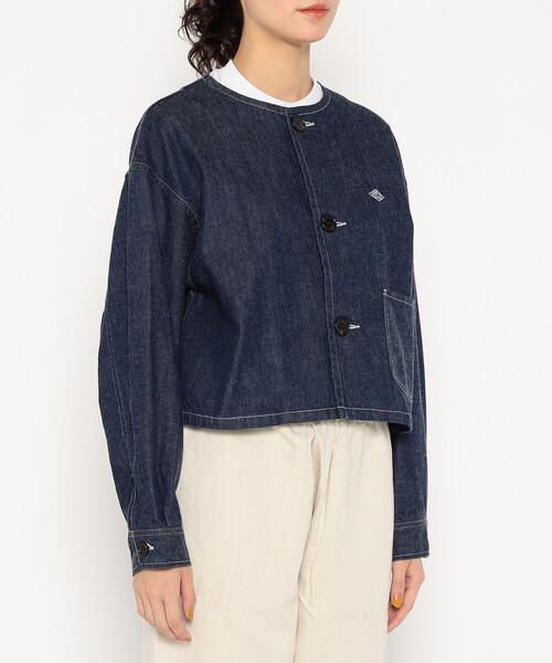 DANTON（ダントン）の「Women's Denim Collarless Short Jacket（ノーカラージャケット・レディース・ダークインディゴブルー・38/34/36）」の5枚目の写真