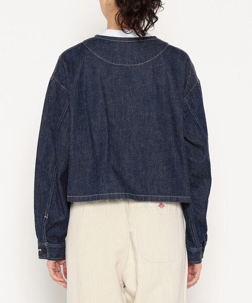 DANTON（ダントン）の「Women's Denim Collarless Short Jacket（ノーカラージャケット・レディース・ダークインディゴブルー・38/34/36）」の8枚目の写真
