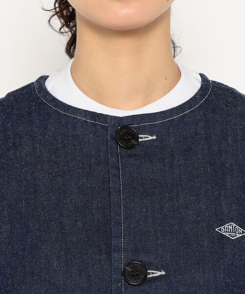DANTON（ダントン）の「Women's Denim Collarless Short Jacket（ノーカラージャケット・レディース・ダークインディゴブルー・38/34/36）」の9枚目の写真
