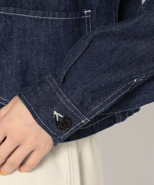 DANTON（ダントン）の「Women's Denim Collarless Short Jacket（ノーカラージャケット・レディース・ダークインディゴブルー・38/34/36）」の10枚目の写真