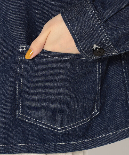 DANTON（ダントン）の「Women's Denim Collarless Short Jacket（ノーカラージャケット・レディース・ダークインディゴブルー・38/34/36）」の13枚目の写真