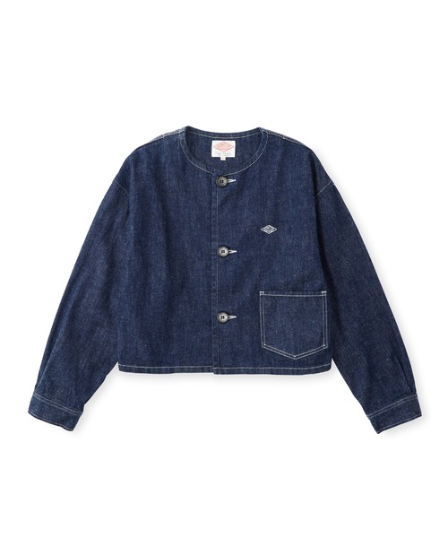 DANTON（ダントン）の「Women's Denim Collarless Short Jacket（ノーカラージャケット・レディース・ダークインディゴブルー・38/34/36）」の2枚目の写真
