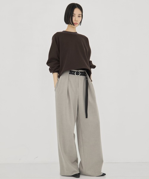 STUDIOUS(ステュディオス)の「【STUDIOUS/ステュディオス】Belted Stretch Trousers/ベルテッドストレッチトラウザー/スラックス/ワイドパンツ(スラックス・レディース・ブラック/ベージュ/ダークグレー・1/2)」の11枚目の写真