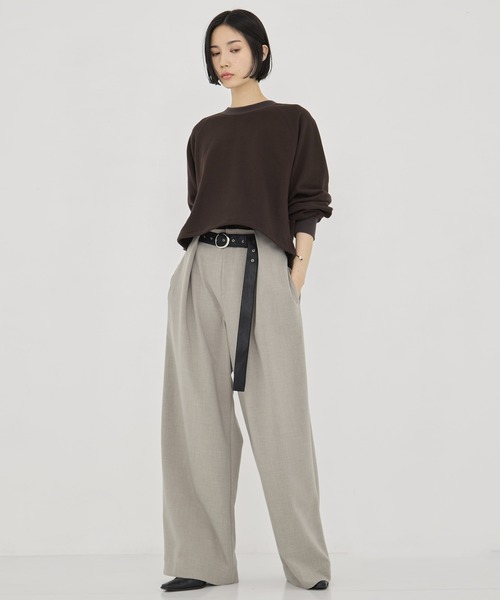 STUDIOUS(ステュディオス)の「【STUDIOUS/ステュディオス】Belted Stretch Trousers/ベルテッドストレッチトラウザー/スラックス/ワイドパンツ(スラックス・レディース・ブラック/ベージュ/ダークグレー・1/2)」の12枚目の写真