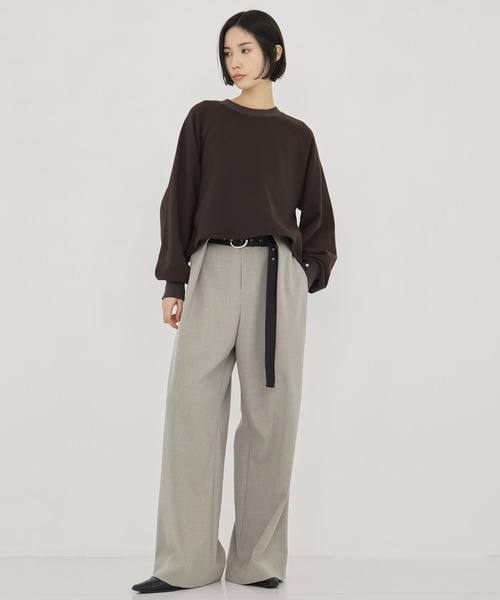 STUDIOUS(ステュディオス)の「【STUDIOUS/ステュディオス】Belted Stretch Trousers/ベルテッドストレッチトラウザー/スラックス/ワイドパンツ(スラックス・レディース・ブラック/ベージュ/ダークグレー・1/2)」の13枚目の写真