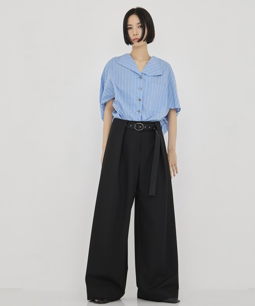STUDIOUS(ステュディオス)の「【STUDIOUS/ステュディオス】Belted Stretch Trousers/ベルテッドストレッチトラウザー/スラックス/ワイドパンツ(スラックス・レディース・ブラック/ベージュ/ダークグレー・1/2)」の22枚目の写真