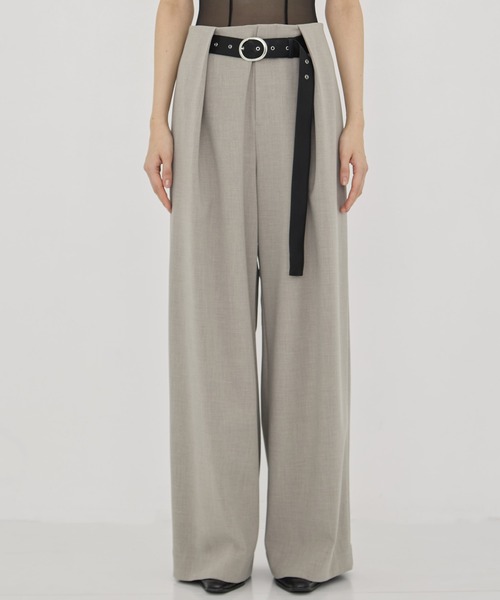 STUDIOUS(ステュディオス)の「【STUDIOUS/ステュディオス】Belted Stretch Trousers/ベルテッドストレッチトラウザー/スラックス/ワイドパンツ(スラックス・レディース・ブラック/ベージュ/ダークグレー・1/2)」の14枚目の写真