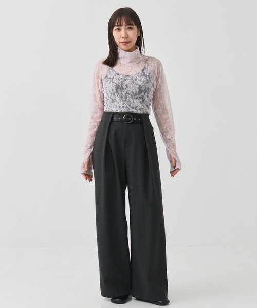 STUDIOUS(ステュディオス)の「【STUDIOUS/ステュディオス】Belted Stretch Trousers/ベルテッドストレッチトラウザー/スラックス/ワイドパンツ/ベルト取り外し可/ウォッシャブル/脚長/くびれ効果(スラックス・レディース・ブラック/ベージュ/ダークグレー・1/2)」の5枚目の写真
