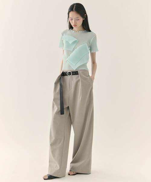 STUDIOUS(ステュディオス)の「【STUDIOUS/ステュディオス】Belted Stretch Trousers/ベルテッドストレッチトラウザー/スラックス/ワイドパンツ/ベルト取り外し可/ウォッシャブル/脚長/くびれ効果(スラックス・レディース・ブラック/ベージュ/ダークグレー・1/2)」の15枚目の写真