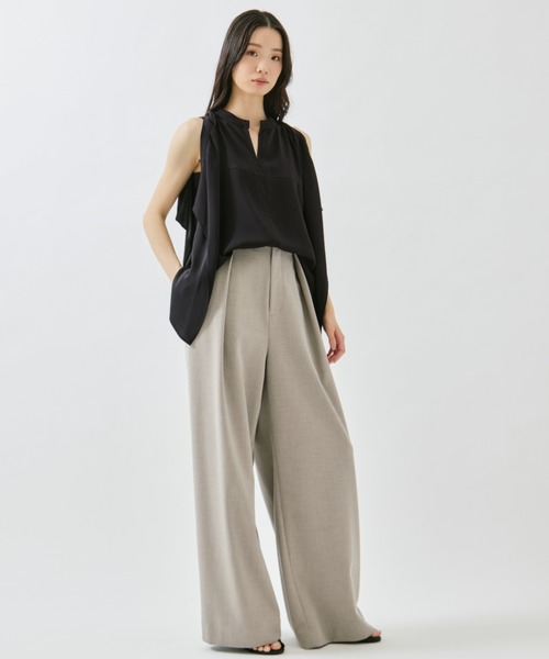 STUDIOUS(ステュディオス)の「【STUDIOUS/ステュディオス】Belted Stretch Trousers/ベルテッドストレッチトラウザー/スラックス/ワイドパンツ/ベルト取り外し可/ウォッシャブル/脚長/くびれ効果(スラックス・レディース・ブラック/ベージュ/ダークグレー・1/2)」の12枚目の写真