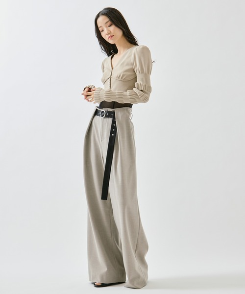 STUDIOUS(ステュディオス)の「【STUDIOUS/ステュディオス】Belted Stretch Trousers/ベルテッドストレッチトラウザー/スラックス/ワイドパンツ/ベルト取り外し可/ウォッシャブル/脚長/くびれ効果(スラックス・レディース・ブラック/ベージュ/ダークグレー・1/2)」の8枚目の写真