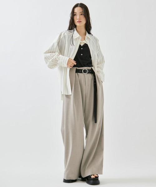 STUDIOUS(ステュディオス)の「【STUDIOUS/ステュディオス】Belted Stretch Trousers/ベルテッドストレッチトラウザー/スラックス/ワイドパンツ/ベルト取り外し可/ウォッシャブル/脚長/くびれ効果(スラックス・レディース・ブラック/ベージュ/ダークグレー・1/2)」の10枚目の写真